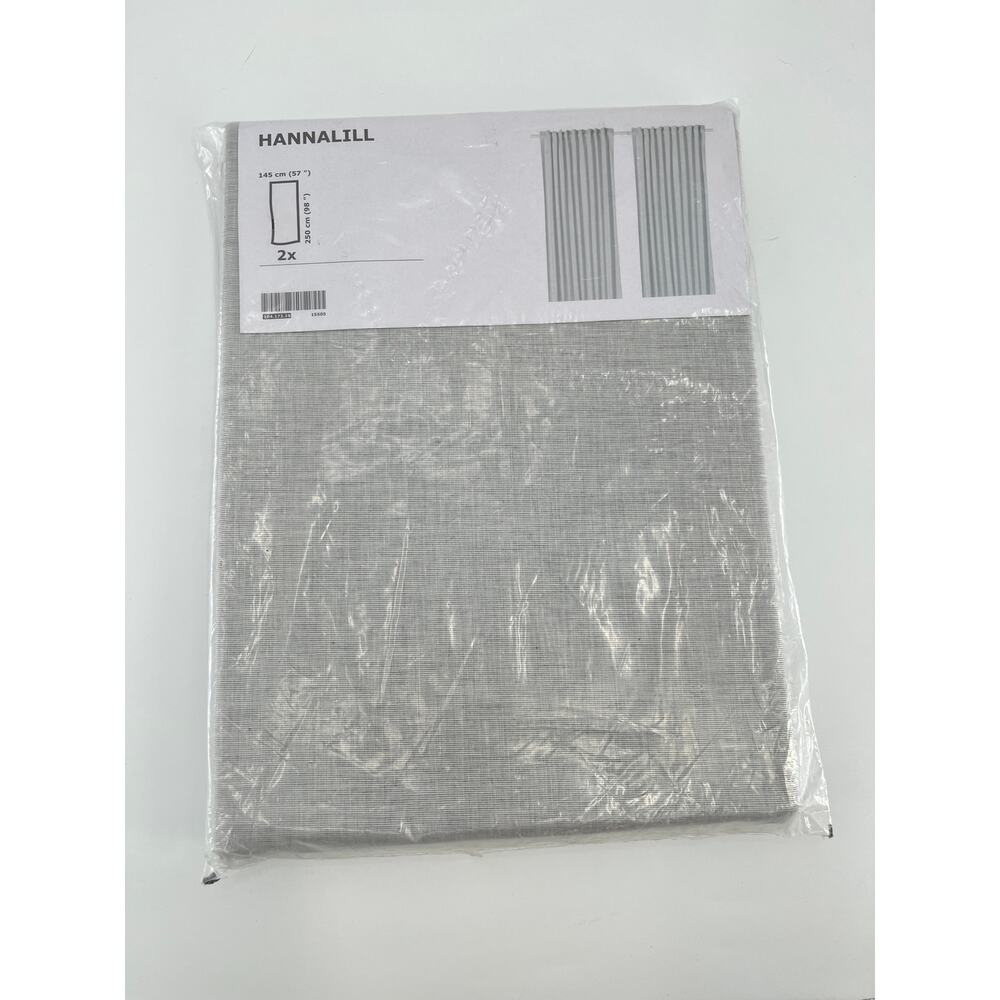 Ikea Hannalill Curtain Panels Light Gray Light Filtering 57"x98" NIP 104.173.19